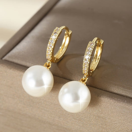 The Geometric Pearl Drop Earrings