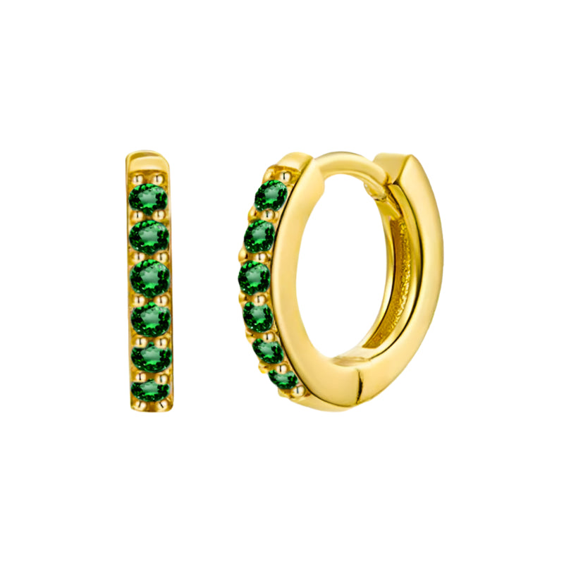Gold Emerald Hoops