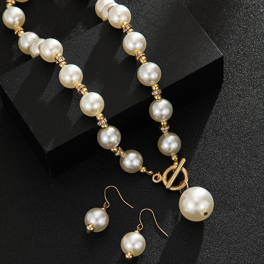 Chunky Pearl Statement Necklace Set