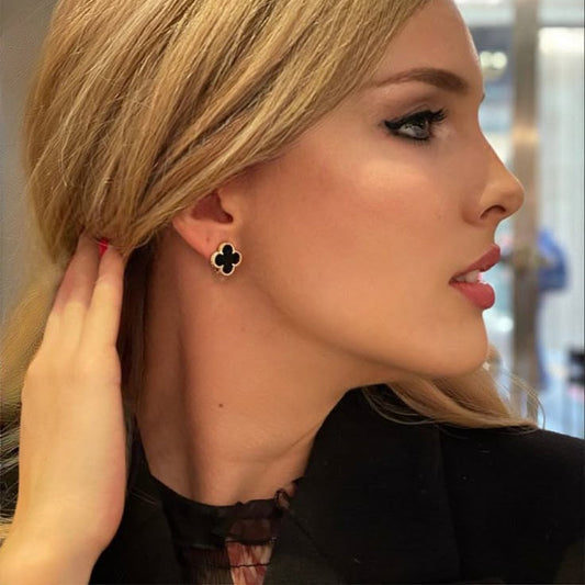 Clover Earrings Black