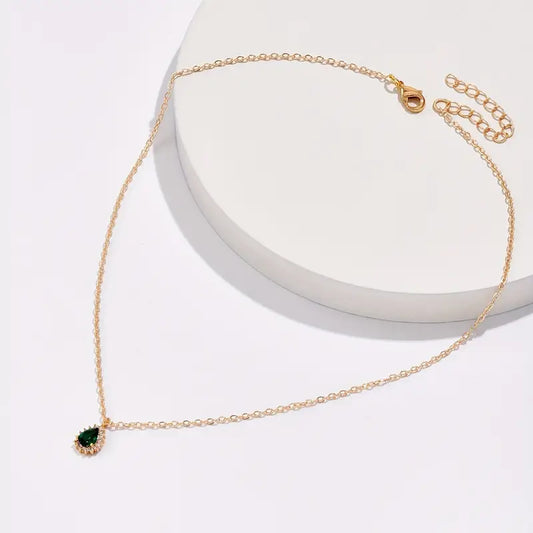 Gold Emerald Drop Necklace