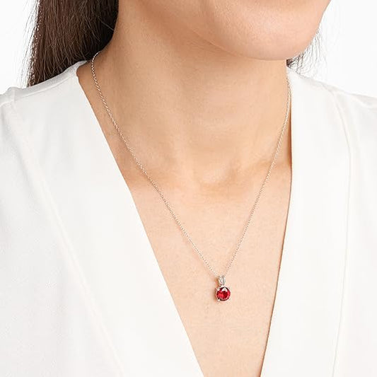 Round-Cut Ruby Necklace | White Gold