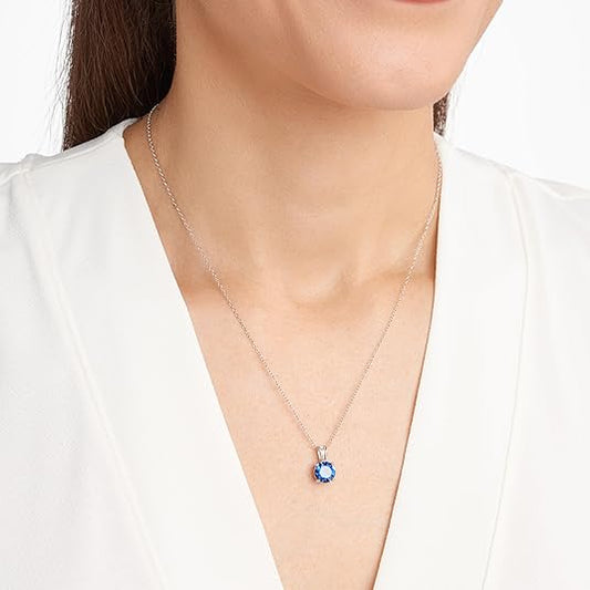 Round-Cut Sapphire Necklace | White Gold