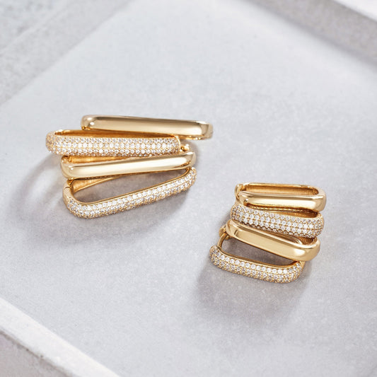 Icon Pavé Hoops | Gold