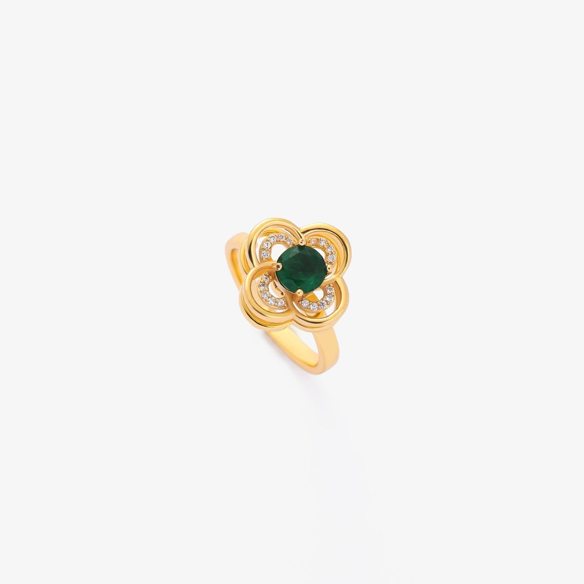 Clover Halo Emerald Spinner Ring | Gold
