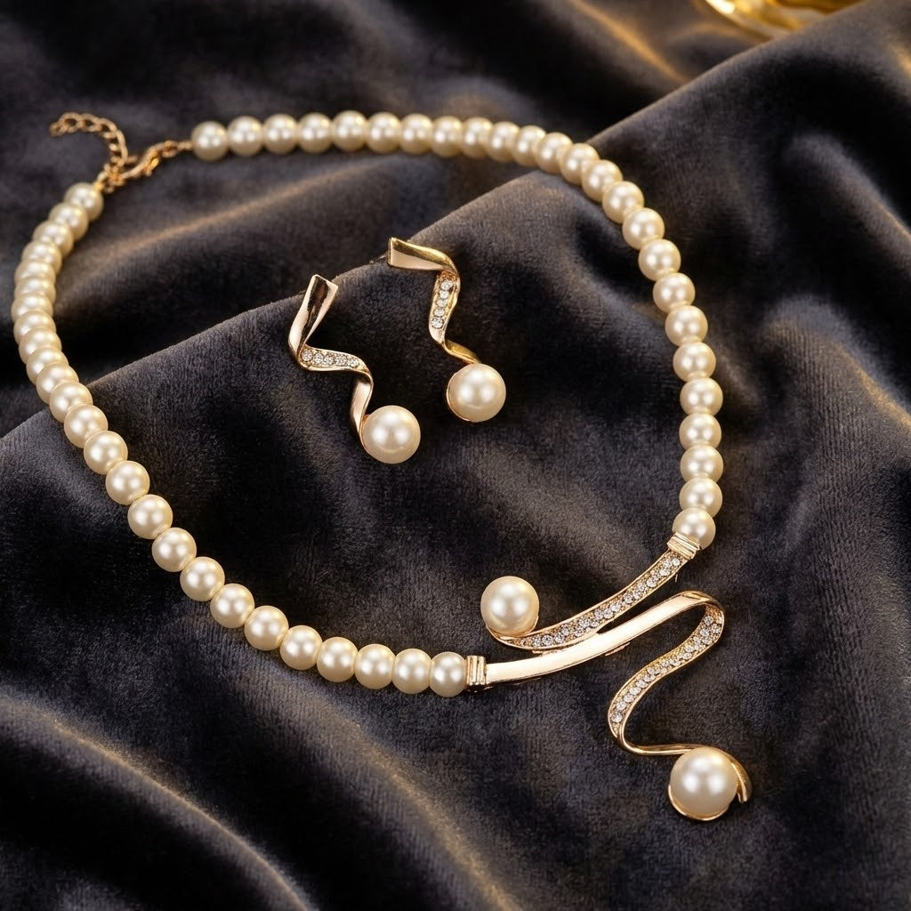 Elegant Natural Pearl Necklace Set