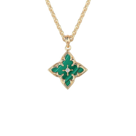 Emerald Clover Pendant Necklace | Gold