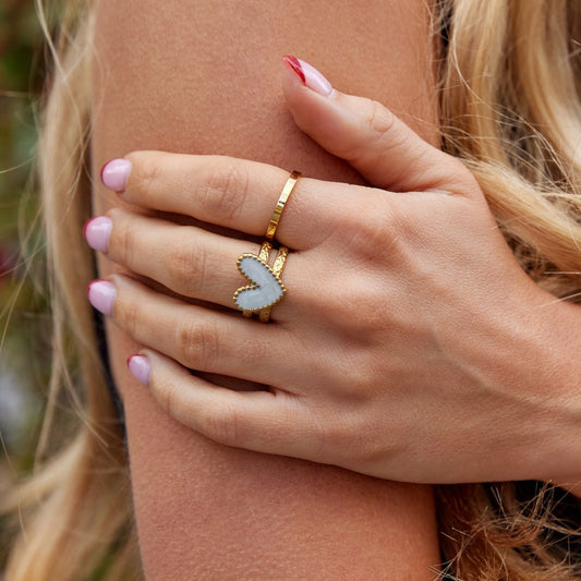 Gold Heart Patterned Ring