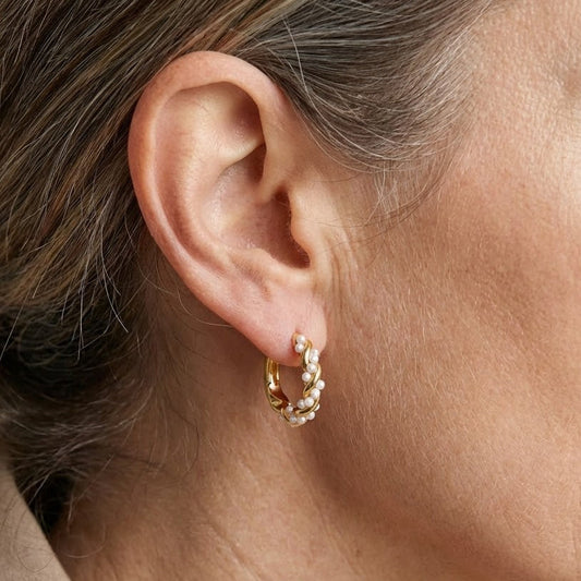 Twirled Pearl Hoops
