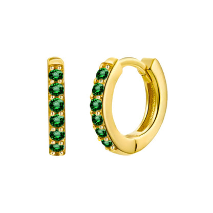 Gold Emerald Hoops