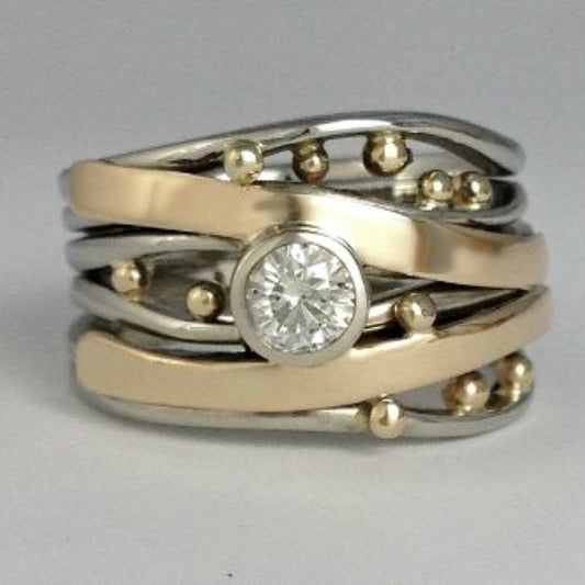 Silver and Gold Bezel Wrap Ring