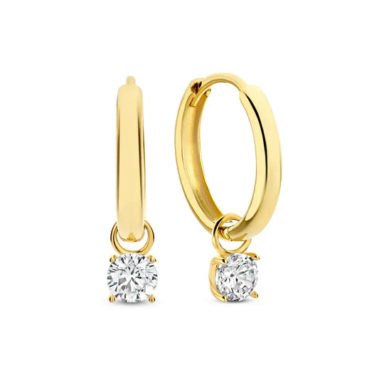 Moon Tears Stone Hoops | Gold