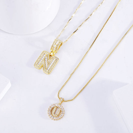 Pavé Initial Letter Necklace Set | Gold