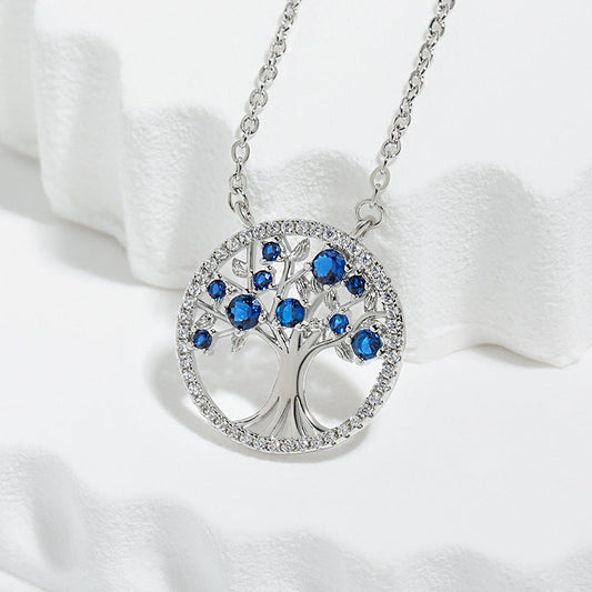 Tree of Life Sapphire Necklace | White Gold