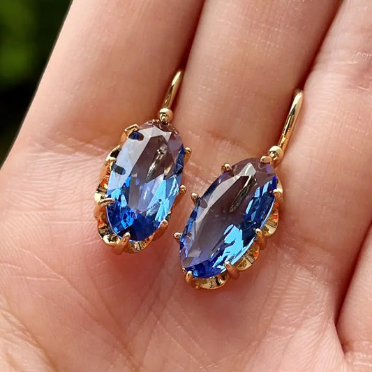 Gold Sapphire Drop Earrings