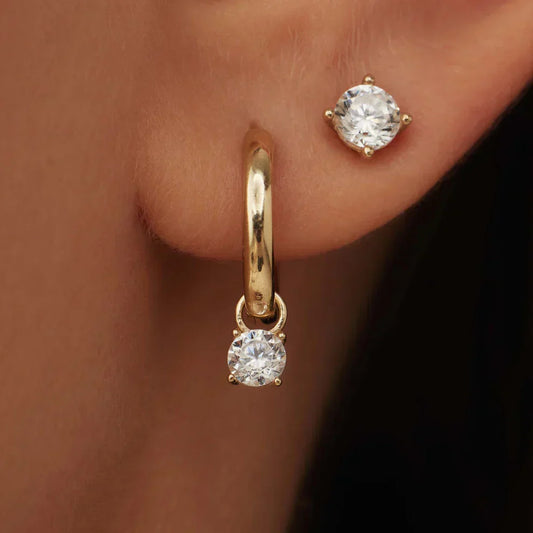Moon Tears Stone Hoops | Gold