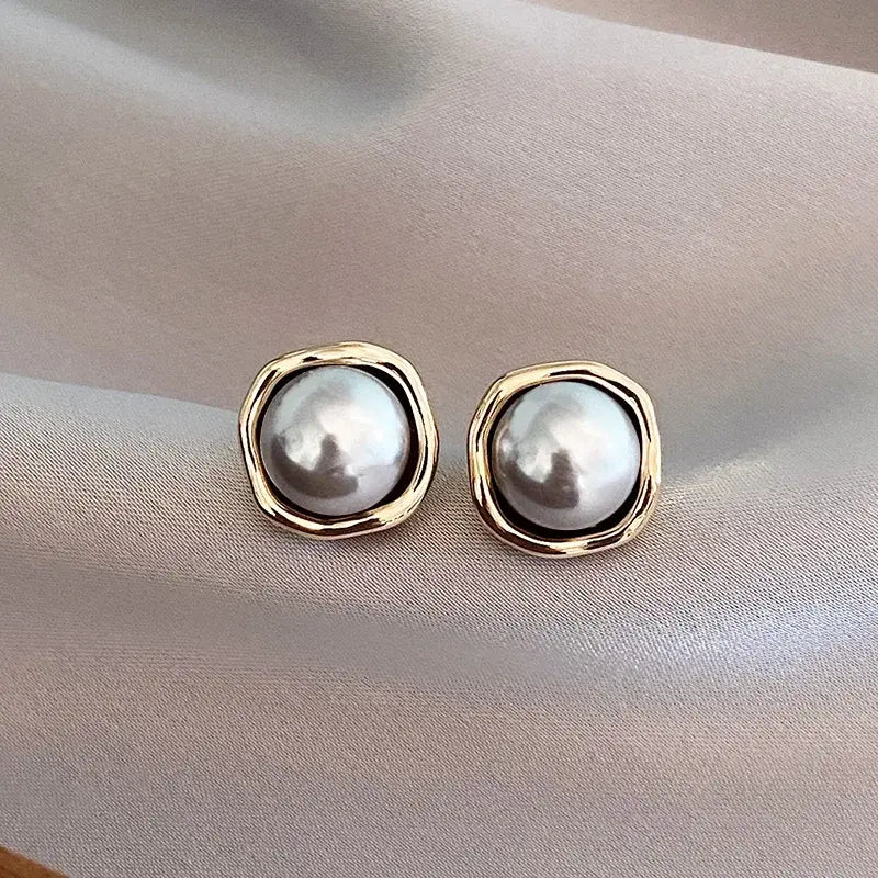 Gold Pearl Stud Earrings